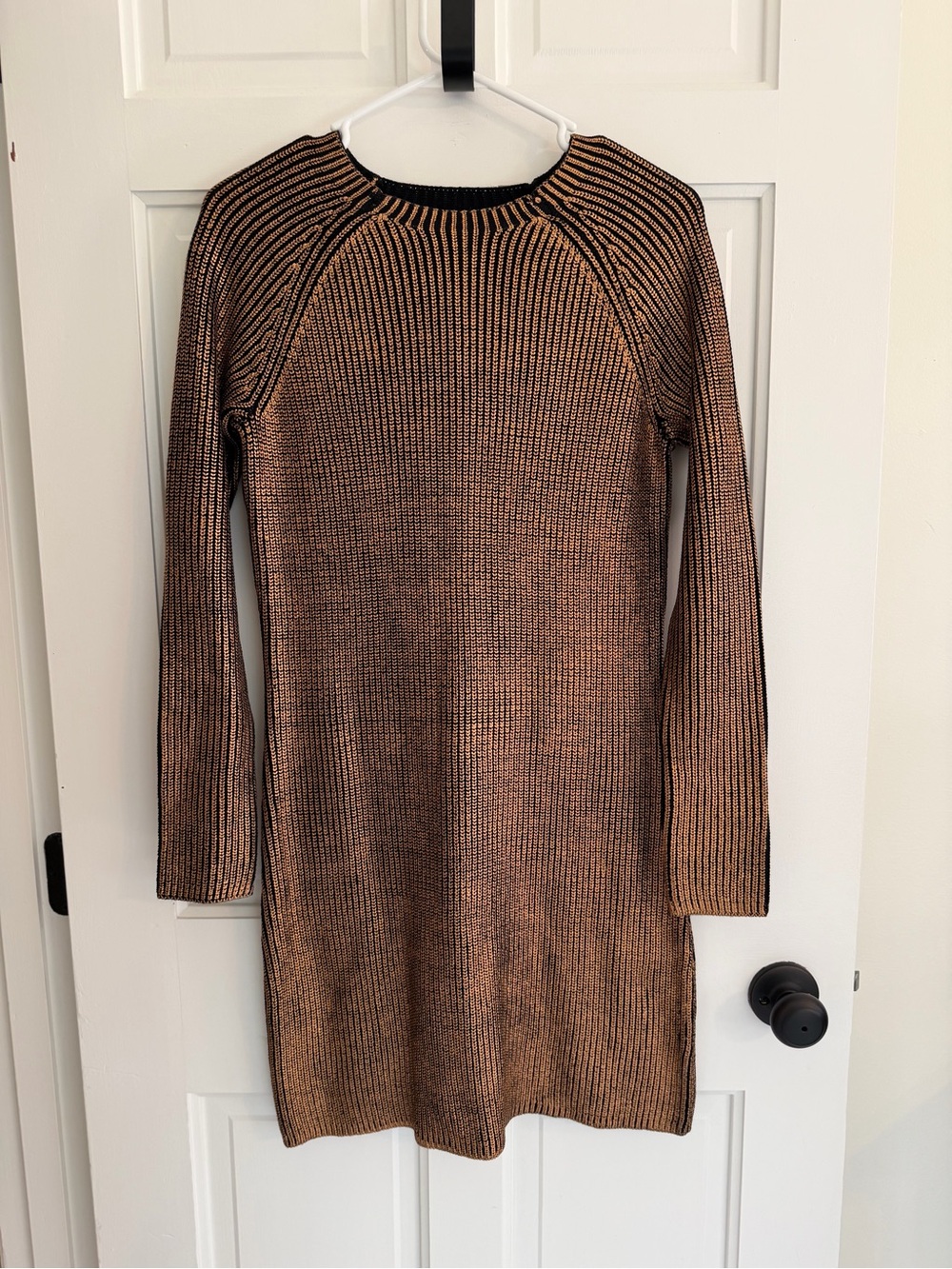 NWT Gianni Bini Cora Bronze Metallic Knit Sweater Dress Small Cocktail